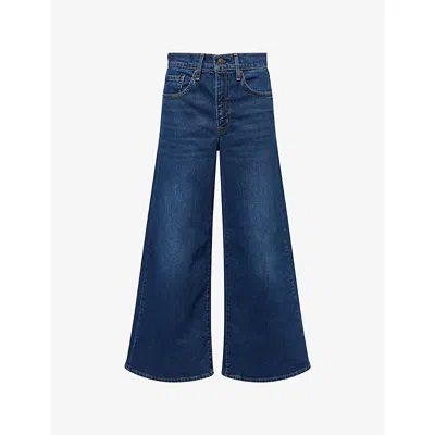 Levi's Womens Blue 728 High-rise Wide-leg Stretch-denim Jeans