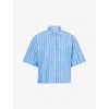 Levi's Womens Blue Harlie Short-sleeve Cropped Cotton Shirt In Blue