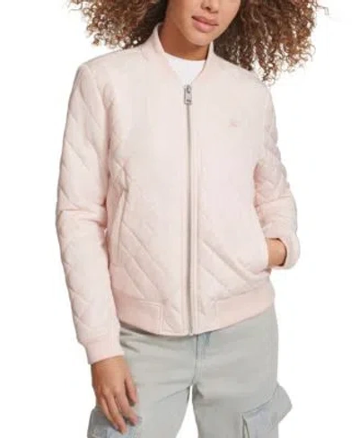 Levi's Levis Womens Diamond Quilted Casual Bomber Jacket Xs 4x In White Print