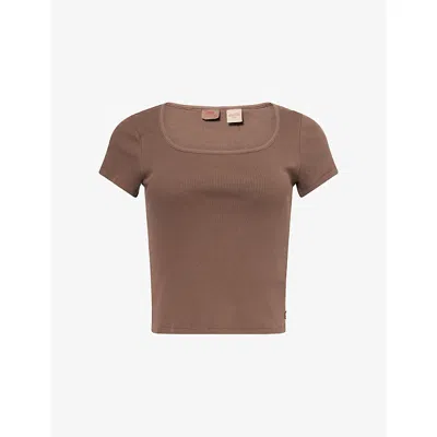 Levi's Womens Garment Dye Bracken Essential Square-neck Cotton-jersey T-shirt