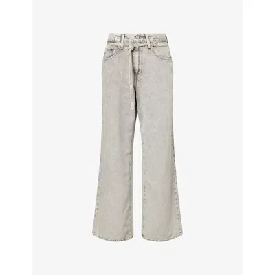 LEVI'S WOMENS GREY XL STRAIGHT-LEG DENIM JEANS
