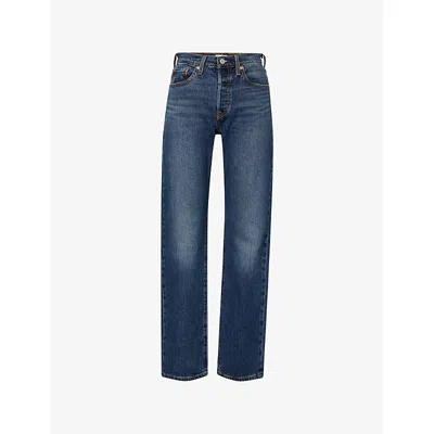 Levi's Womens Blue 501 Curve Straight-leg Stretch-denim Jeans