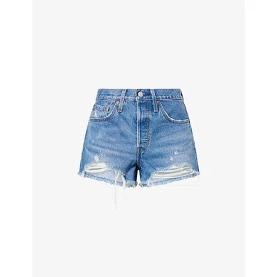Levi's Womens Oxnard Athens 501® Original High-rise Denim Shorts In Gray