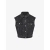 Levi's Womens Black 90s Shrunken Rhinestone-embellished Denim Trucker Vest Xs In Black