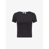 Levi's Womens Black Essential Square-neck Ribbed Cotton Top In Black