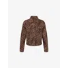 Levi's Womens Khaki Leopard-print Denim Trucker Jacket Xs In Brown