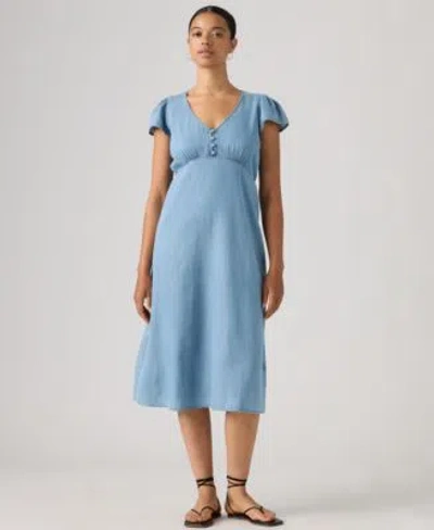 Levi's Womens Lilith V Neck Midi Dress In Blue