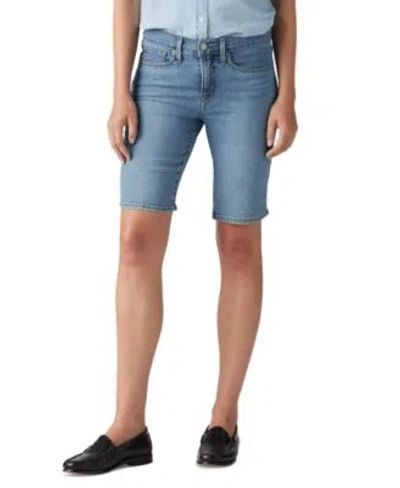 Levi's Levis Womens Mid Rise Shaping Bermuda Shorts 24 24w In Blue