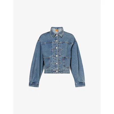 Levi's Womens Miss My Flight No Tie Balloon-sleeve Trucker Denim Jacket