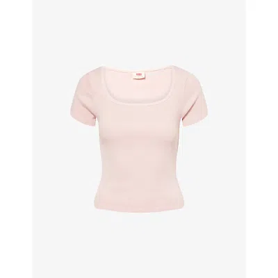 Levi's Womens Pink Essential Square-neck Cotton-jersey T-shirt