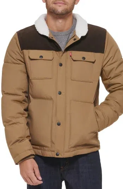 Levi's® Woodsman High Pile Fleece Puffer Jacket In Brown