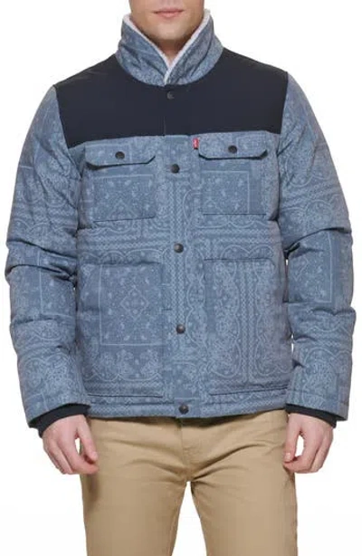 Levi's® Woodsman High Pile Fleece Puffer Jacket In Faded Blu Combo
