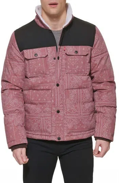 Levi's® Woodsman High Pile Fleece Puffer Jacket In Regatta/black/black