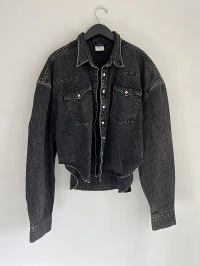 Pre-owned Levis X Vetements Levi's Cropped Western Shirt In Charcoal