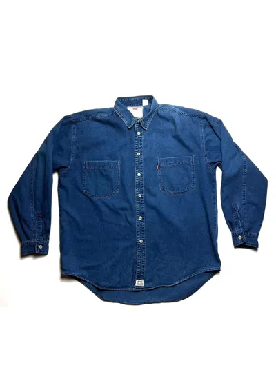 Pre-owned Levis X Vintage 90's Levi's Red-tab Jeans Button Heavyweight Shirt In Dark Blue
