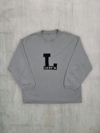 Pre-owned Levis X Vintage Levi's 501 Legendary Denim Brand Big Logo Sweatshirt 90's In Grey
