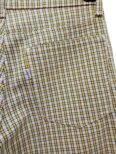 Pre-owned Levis X Vintage Vtg Levis Sta-prest Bootcut Checkered Pants Talon Zip In Yellow/white/brown