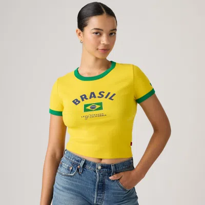 Levi's X World Cup Brazil Retro Ringer Baby Tee Yellow Green Blue