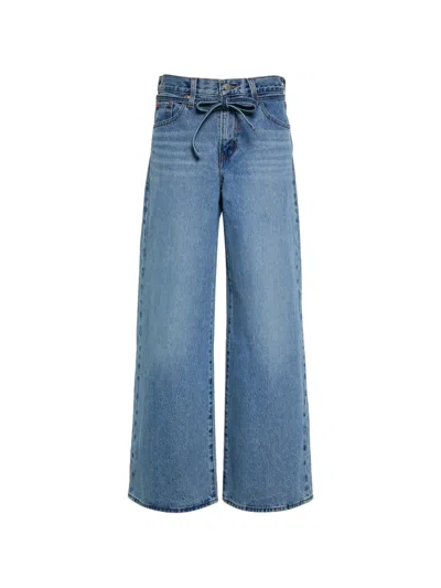 Levi's Levis Xl Straight Mid-rise Wide-leg Tie-waist Jeans In Blue