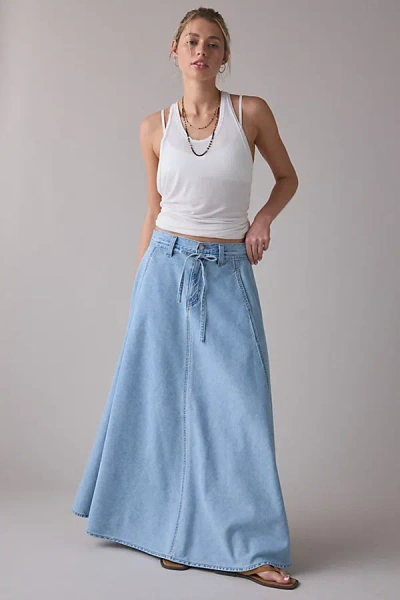 Levi's Xl Mid-rise Denim Maxi Skirt In Vintage Denim/light Wash, Women's At Urban Outfitters In White