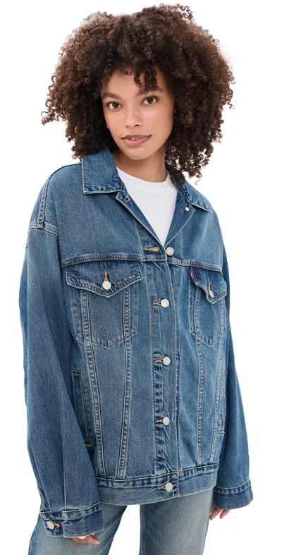 Levi's Xl Women's Denim Trucker Jacket Trial Case In Blue