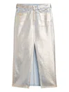 Levi's Zip-fly Logo-patch Midi Skirt In Silver