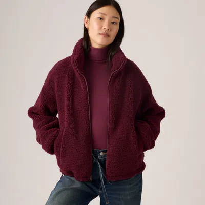 Levi's Zip Front Sherpa Jacket In Burgundy