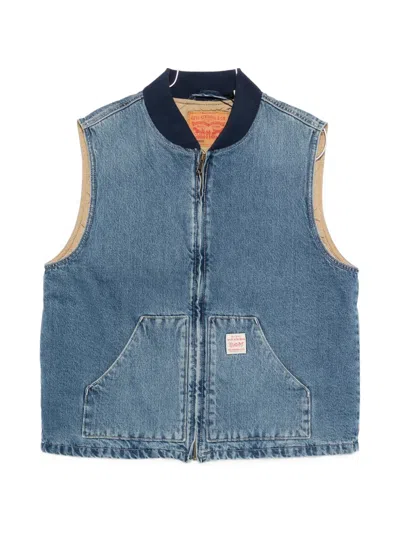 Levi's Zip-up Sleeveless Gilet In Blue