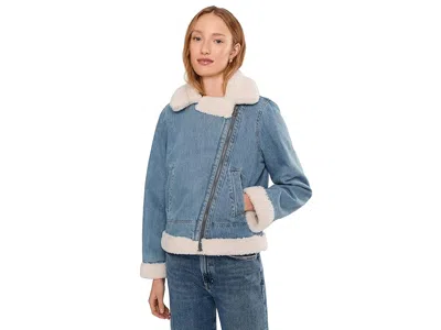 Levi's(r) Denim Moto Jacket With Sherpa Lining In Blue