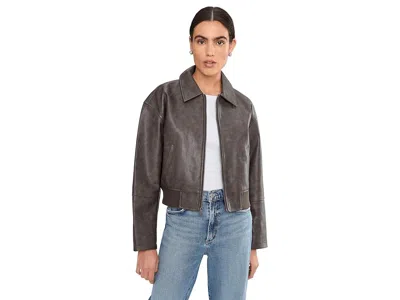 Levi's(r) Faux Leather Bomber With Laydown Collar In Gray