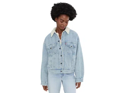Levi's(r) Premium 90s Sherpa Trucker Women's Clothing Morning Sunlight: Sm, Cotton/denim In Blue