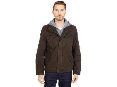 Levi's(r) Two-pocket Hoodie With Zip Out Jersey Bib/hood And Sherpa Lining In Brown