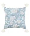 Levtex Adare Floral Print Quilted Decorative Pillow, 18" X 18" In Blue Haze