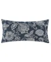 Levtex Aditya Floral Embroidered Decorative Pillow, 12" X 24" In Navy