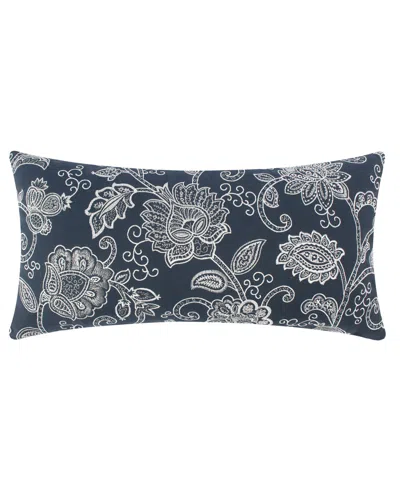 Levtex Aditya Floral Embroidered Decorative Pillow, 12" X 24" In Navy