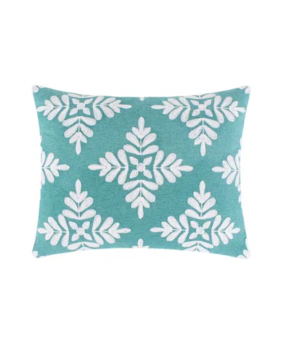 Levtex Bellamy Crewel Stich Decorative Pillow, 14" X 18" In Teal