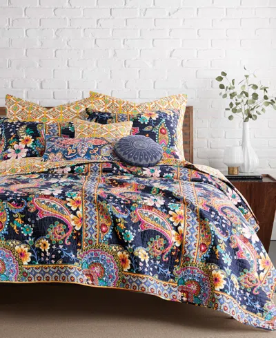 Levtex Bertelli Paisley Reversible 3-pc. Quilt Set, Full/queen In Navy