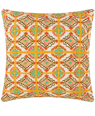 Levtex Bertelli Tile Quilted Decorative Pillow, 18" X 18" In Yellow