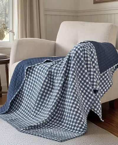 Levtex Camden Buffalo Check Reversible Quilted Throw, 50" X 60" In Blue