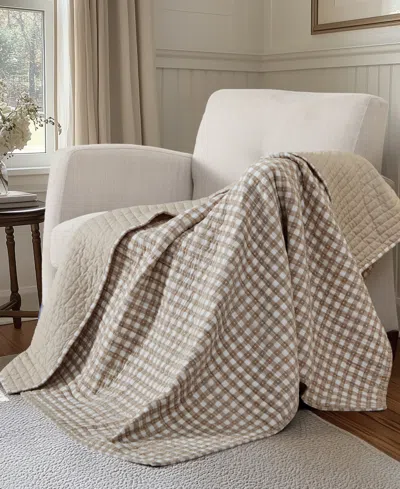 Levtex Camden Buffalo Check Reversible Quilted Throw, 50" X 60" In Brown