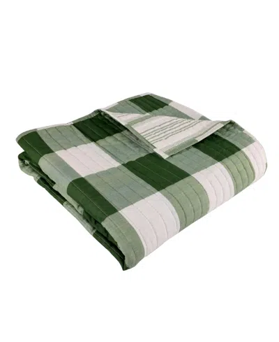 Levtex Camden Buffalo Check Reversible Quilted Throw, 50" X 60" In Green