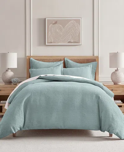 Levtex Cloud Waffle Textured 3-pc. Duvet Cover Set, Full/queen In Blue