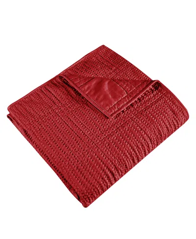 Levtex Cloud Waffle Textured Quilted Throw, 50" X 60" In Red
