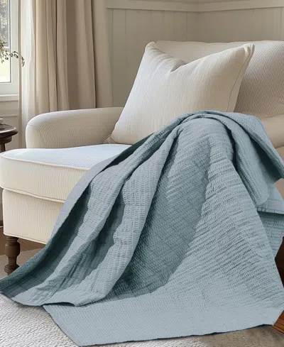 Levtex Cloud Waffle Textured Quilted Throw, 50" X 60" In Blue
