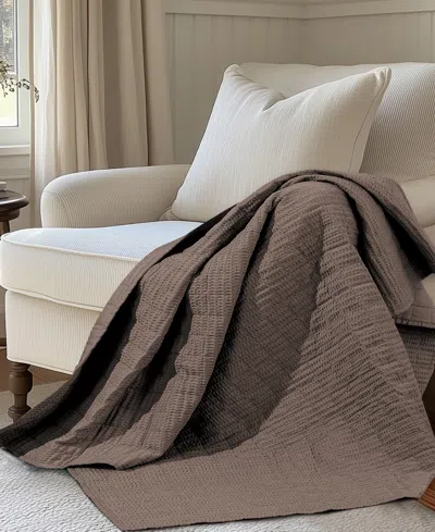 Levtex Cloud Waffle Textured Quilted Throw, 50" X 60" In Brown