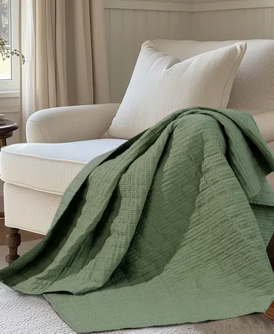 Levtex Cloud Waffle Textured Quilted Throw, 50" X 60" In Green
