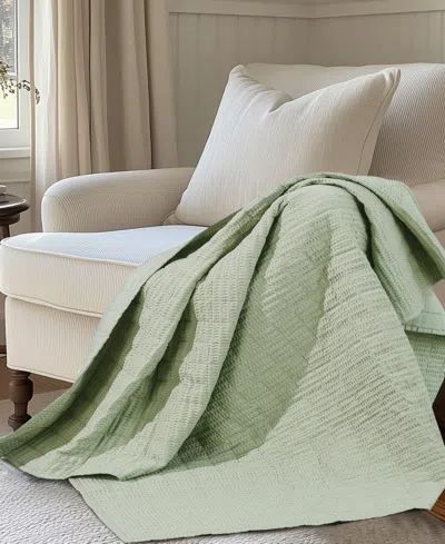 Levtex Cloud Waffle Textured Quilted Throw, 50" X 60" In Green
