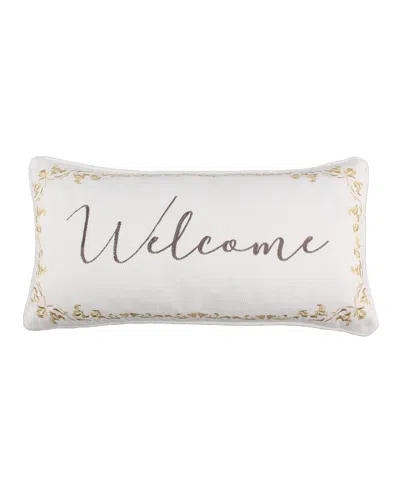 Levtex Cosima Welcome Decorative Pillow, 12" X 24" In Beige