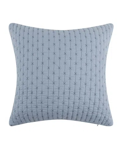 Levtex Cross Stitch Quilted Decorative Pillow, 18" X 18" In Blue