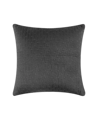 Levtex Cross Stitch Quilted Decorative Pillow, 18" X 18" In Charcoal